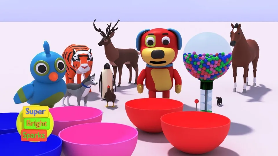 Learn Animal Names and Sounds with Surprise Eggs and Friendly Dog!